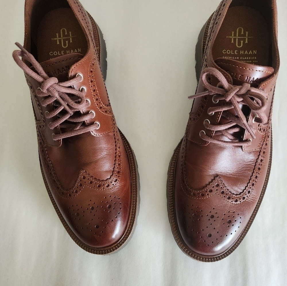 Cole Haan Men's American Classics Longwing Oxfords Brown 10.5 M work Careerwear